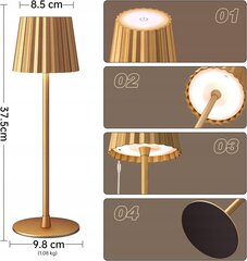 FUNTAPHANTA PBG-1230 аккумуляторная настольная лампа 2 шт, 37,5 см, золото цена и информация | Настольные лампы | kaup24.ee