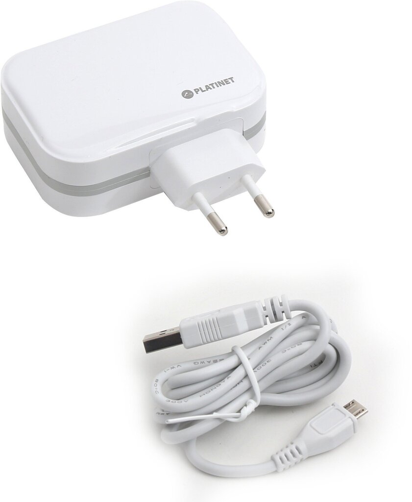 Platinet USB laadija + kaabel 4xUSB 6800mA, valge (43724) hind ja info | Mobiiltelefonide laadijad | kaup24.ee