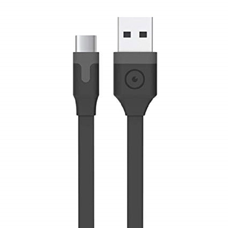 Flat Type-C Cable USB 2.0 2M 3A By Muvit Black цена и информация | Kaablid ja juhtmed | kaup24.ee