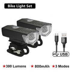 Jalgrattaosad USB laetav jalgrattavalgusti veekindel jalgratas eesmine tagumine tuli jalgrattasõidu ohutuse hoiatus Farol Para Bike Accesorios Para Bicicleta цена и информация | Велосипедные фонари, отражатели | kaup24.ee