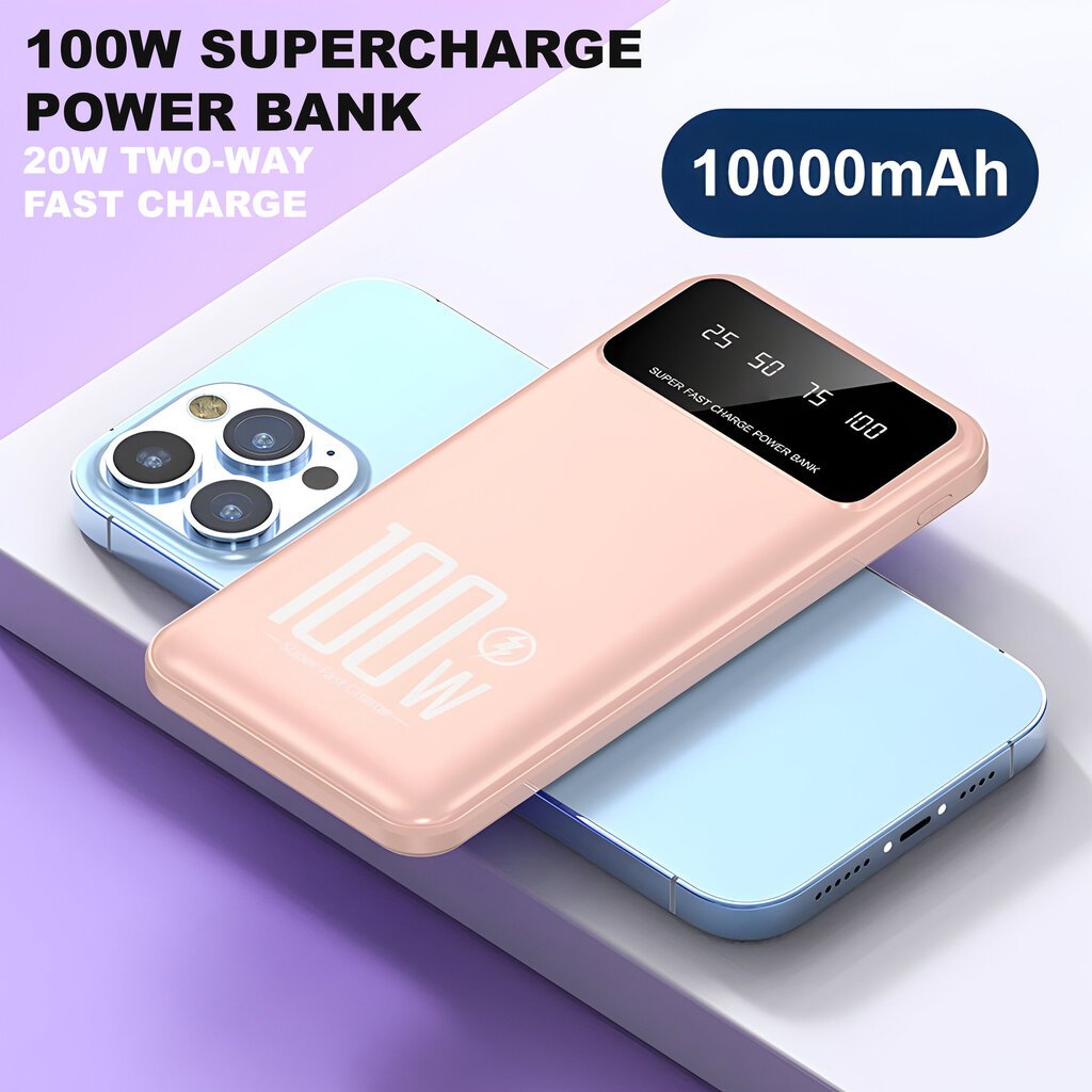 Kahe väljundiga kiirlaadimispank, 10000mAh, 100W, LIVMAN K70 цена и информация | Akupangad | kaup24.ee