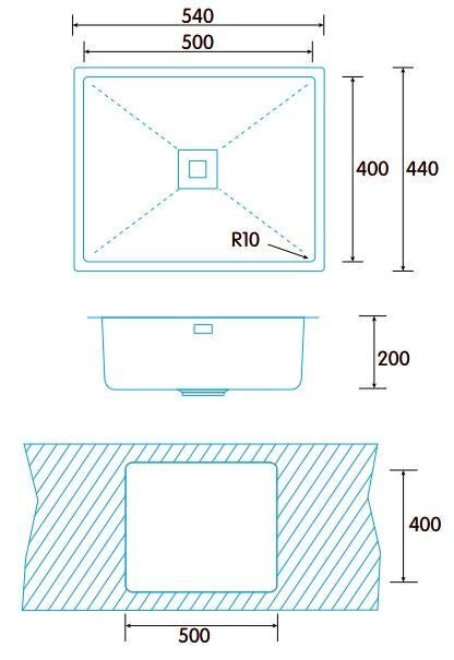 Edesa MAKALU BE 50X40 1C R-10 hind ja info | Köögivalamud | kaup24.ee