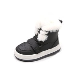 (35 (sisetald 21,5 CM) - must) Lumesaapad Tüdrukutele Talvised Lastele Puuvillased Jalatsid Poolsaapad Nahk pluss Velvet vabaajajalatsid Botas De Nieve White hind ja info | Suusasaapad | kaup24.ee