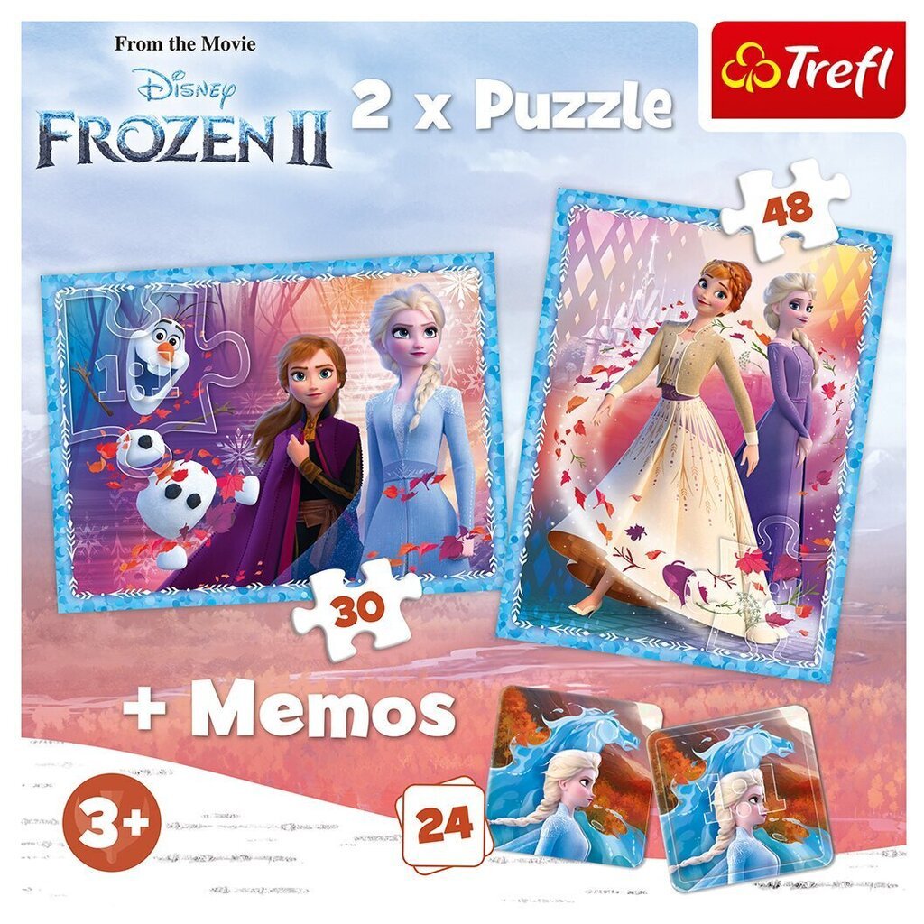 Puslede komplekt Trefl 3 in 1 Lumekuninganna ja igavene talv 2 (Frozen 2) hind ja info | Pusled | kaup24.ee