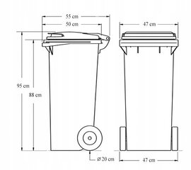 Prügikonteiner 120 l, kollane hind ja info | Kompostrid, prügikonteinerid | kaup24.ee