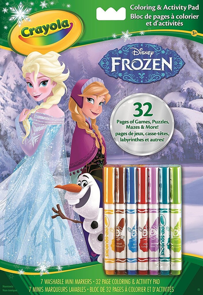 Värvimise komplekt: värvimisraamat Frozen + viltpliiatsid Crayola 7 tk цена и информация | Kunstitarbed, voolimise tarvikud | kaup24.ee