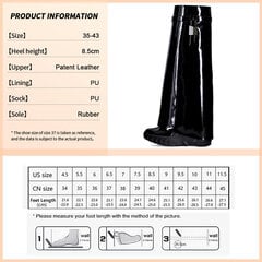 (38-must lakknahk) Luksuslik mood naiste põlvsaapad, uued 2024. aasta platvormid, kiilukontsad, ümmargused varbad Kingad Shark Lock Y2k vanad pikad saapad цена и информация | Сумки для лыжных ботинок | kaup24.ee