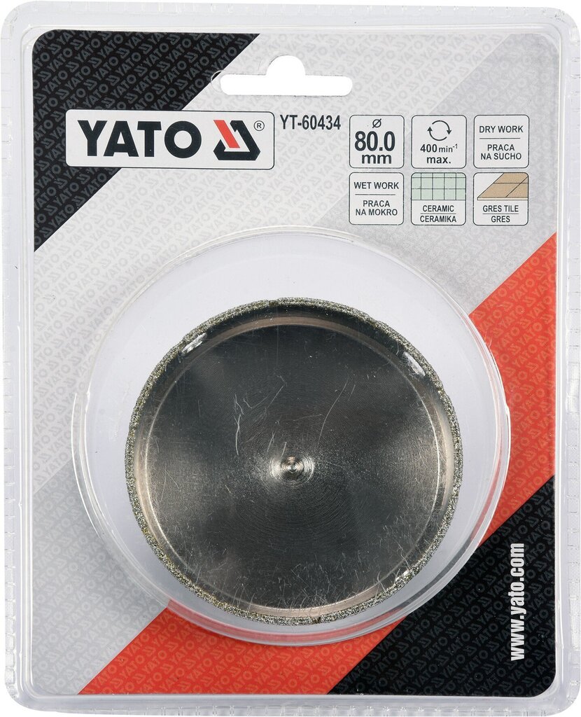 Teemantpuurkroon Yato Ø 80 mm (YT-60434) hind ja info | Käsitööriistad | kaup24.ee