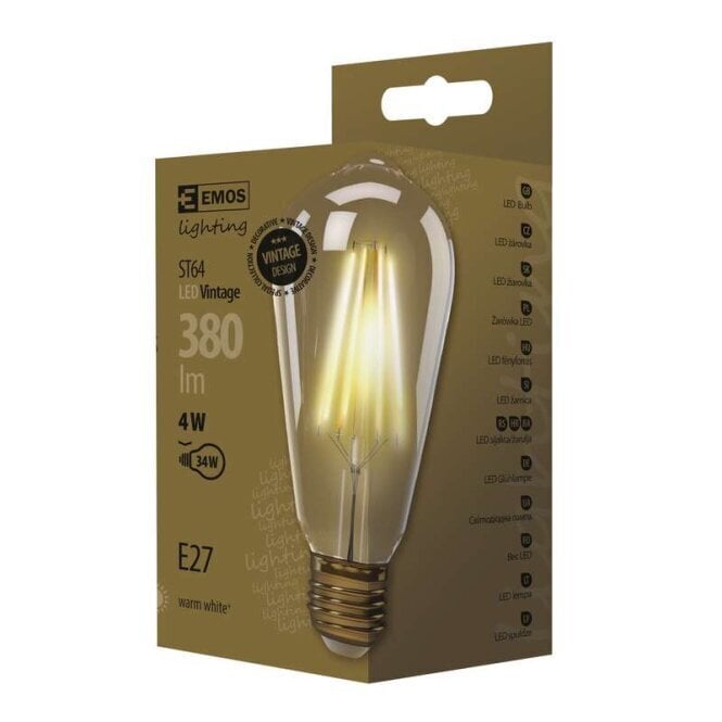 LED pirn EMOS Vintage ST64 4W E27 WW+ цена и информация | Lambipirnid, lambid | kaup24.ee