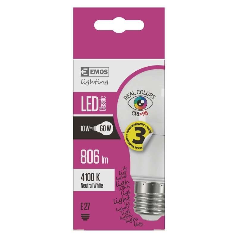 LED pirn EMOS A60 10W E27 NW Ra95 цена и информация | Lambipirnid, lambid | kaup24.ee