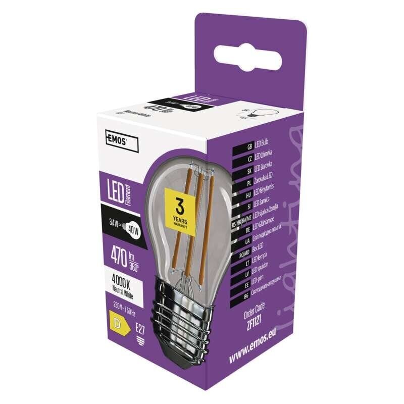 Pirn EMOS LED Filament Mini GL 3.4W E27 WW hind ja info | Lambipirnid, lambid | kaup24.ee