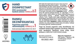 Käte desinfitseerimisvahend vastavalt PSO1F 1000 ml hind ja info | Esmaabi | kaup24.ee