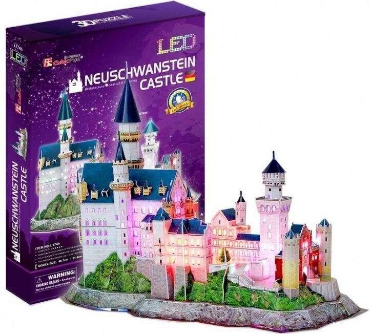 3D pusle CubicFun Neuschwanstein Castle (LED valgustusega) 128 osa hind ja info | Pusled | kaup24.ee