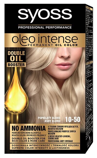 Syoss Oleo Intense juuksevärv 10-50 Tuhkjas Blond цена и информация | Juuksevärvid | kaup24.ee