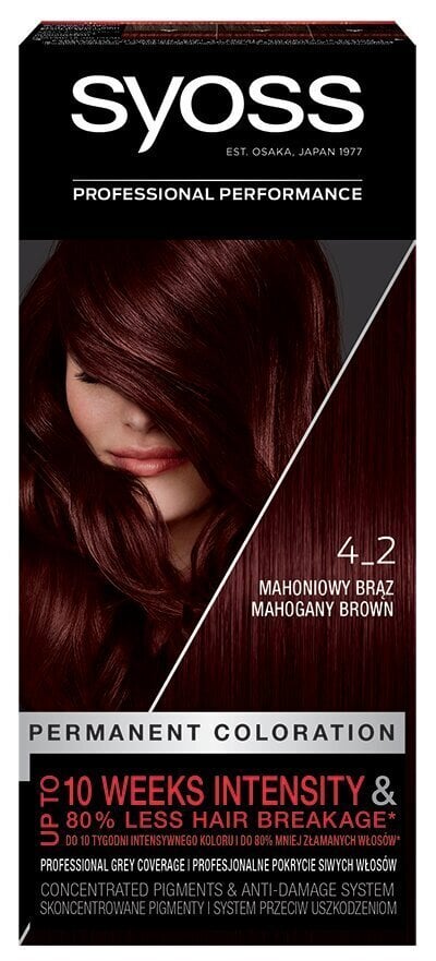 Syoss Color juuksevärv 4-2 Mahagonpruun hind ja info | Juuksevärvid | kaup24.ee