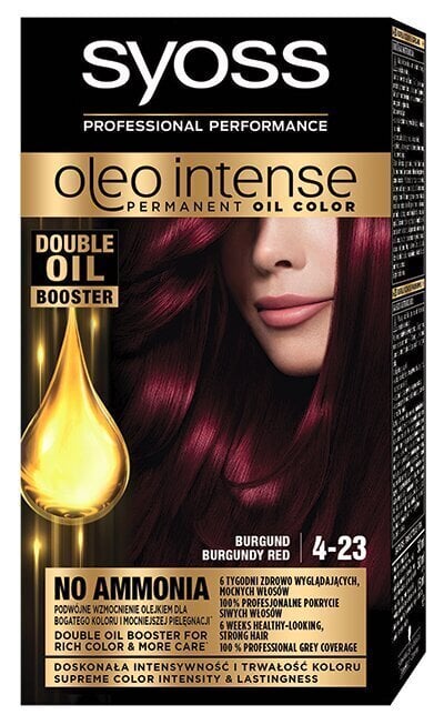 Syoss Oleo Intense juuksevärv 4-23 Burgundia Punane hind ja info | Juuksevärvid | kaup24.ee