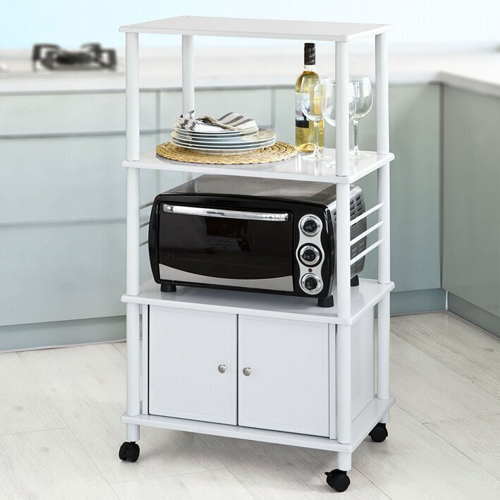 Köögikapp koos ratastega SoBuy FRG12-W, valge hind ja info | Köögikapid | kaup24.ee