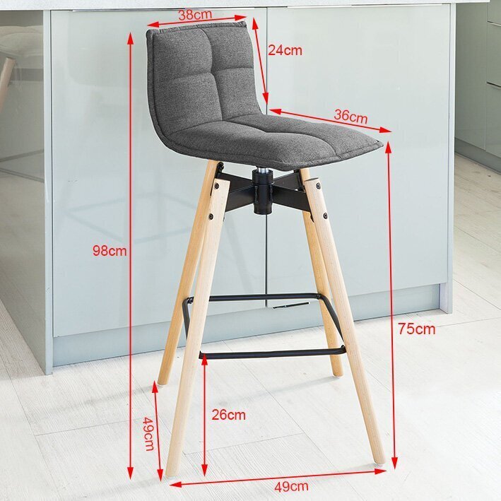 Baaritool SoBuy FST45-DG, hall/pruun цена и информация | Söögitoolid, baaritoolid | kaup24.ee