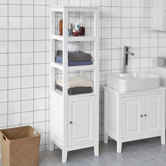 Kõrge vannitoakapp SoBuy FRG205-W, valge цена и информация | Шкафчики для ванной | kaup24.ee