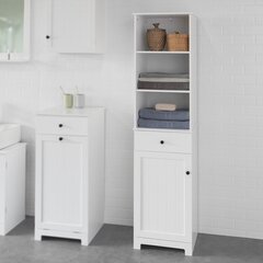 Шкаф-пенал для ванной SoBuy BZR17-W, белый цена и информация | Шкафчики для ванной | kaup24.ee