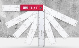 Professionaalne reguleeritav nurgamõõtur BMI 8 IN 1 (400x150 mm) hind ja info | Käsitööriistad | kaup24.ee