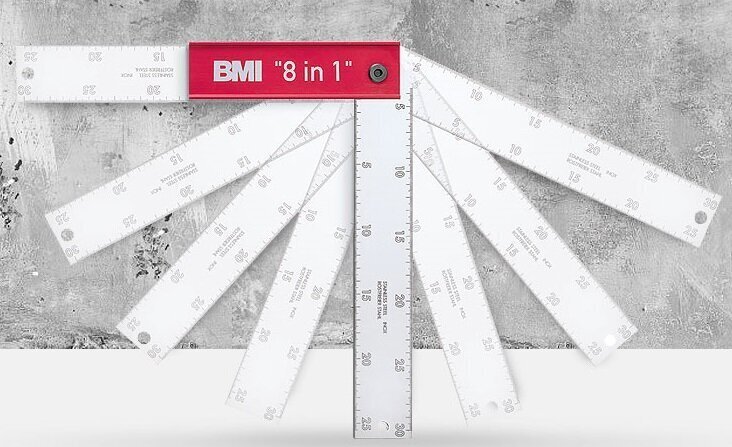 Professionaalne reguleeritav nurgamõõtur BMI 8 IN 1 (400x150 mm) цена и информация | Käsitööriistad | kaup24.ee