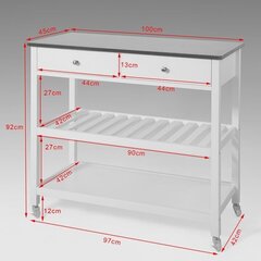 Köögikapp ratastega SoBuy FKW47-W, valge цена и информация | Кухонные шкафчики | kaup24.ee