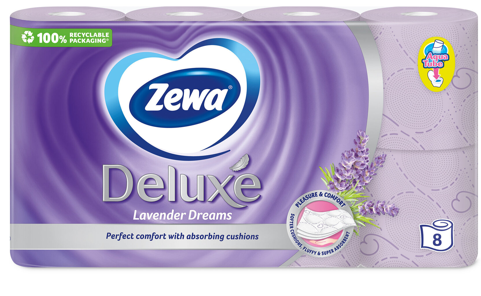 Tualettpaber ZEWA Deluxe Lavander Dreams, 3 kihti, 8 rulli hind ja info | WC-paber, majapidamispaber | kaup24.ee