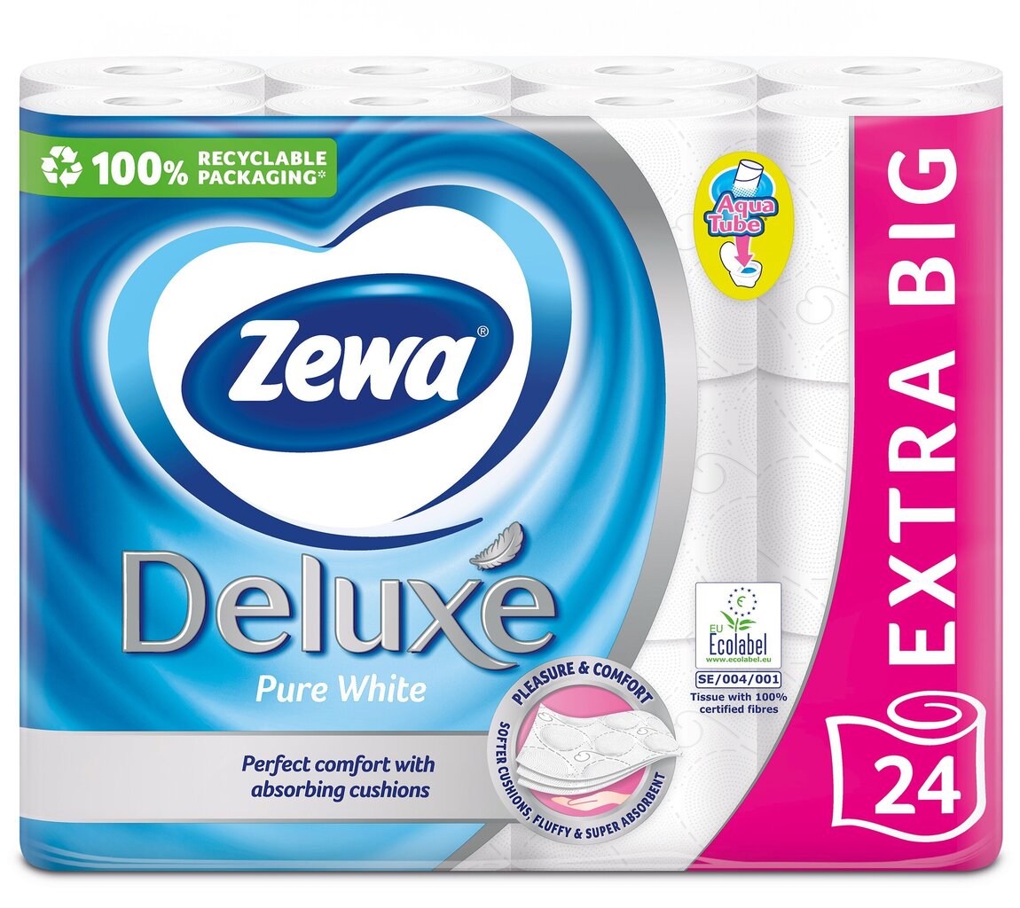 Tualettpaber ZEWA Deluxe Pure White, 3 kihti, 24 rulli цена и информация | WC-paber, majapidamispaber | kaup24.ee
