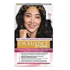 Kolmekordse kaitsega kauapüsiv juuksevärv L'Oreal Paris Excellence Cremel, 100 must цена и информация | Краска для волос | kaup24.ee