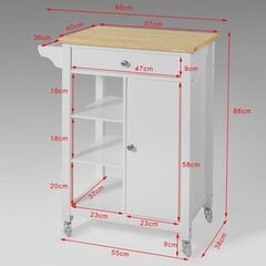 Köögikapp ratastega SoBuy FKW46-WN, valge цена и информация | Кухонные шкафчики | kaup24.ee