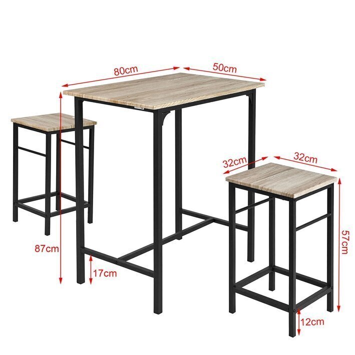 Söögitoa komplekt SoBuy OGT10-N, hall/must цена и информация | Söögilauakomplektid | kaup24.ee