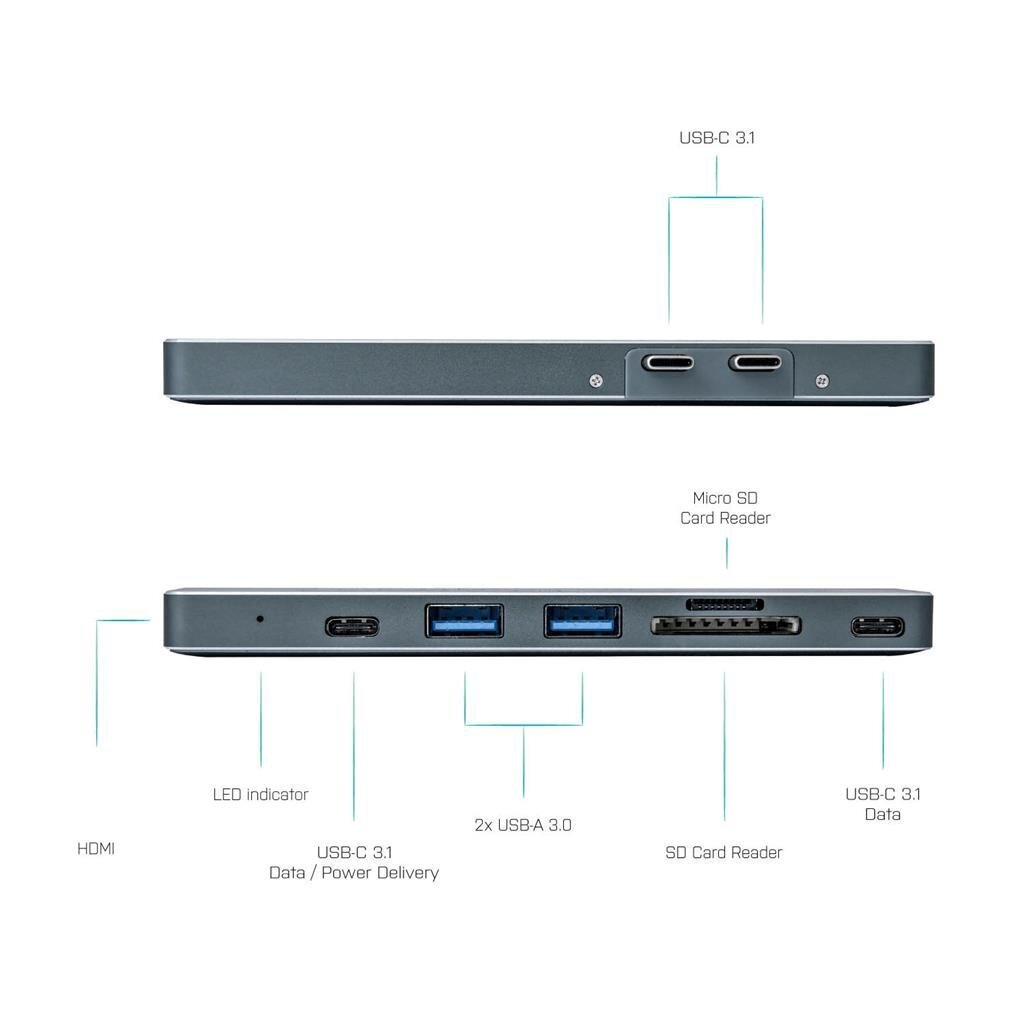USB-jaotur i-Tec C31MBPADA  HDMI SD Micro SD цена и информация | Sülearvuti tarvikud | kaup24.ee