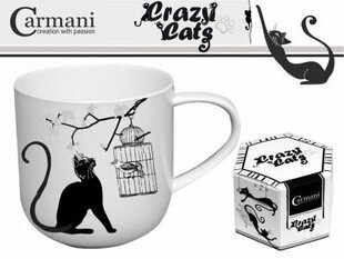 Кружка Carmani Crazy Cats с котом, белый, черный, 0.5 л цена и информация | Оригинальные кружки | kaup24.ee