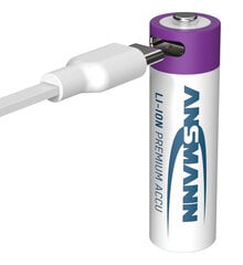 Laetav aku AA 1,5V 2000mAh (Li-Ion 3,26Wh), USB-C tippväljundvõimsusega DC 1,5V 2A (4tk pakendis) ANSMANN цена и информация | Батарейки | kaup24.ee