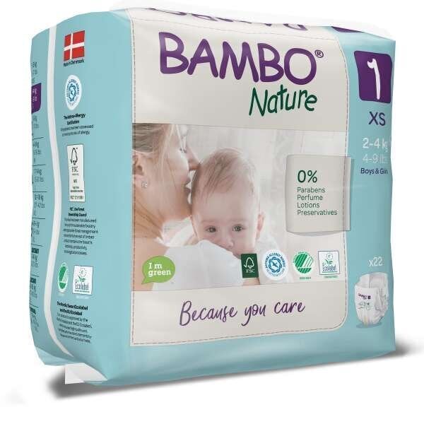 Orgaanilised mähkmed BAMBO NATURE 1 (2-4 kg), 22 tk hind ja info | Mähkmed | kaup24.ee