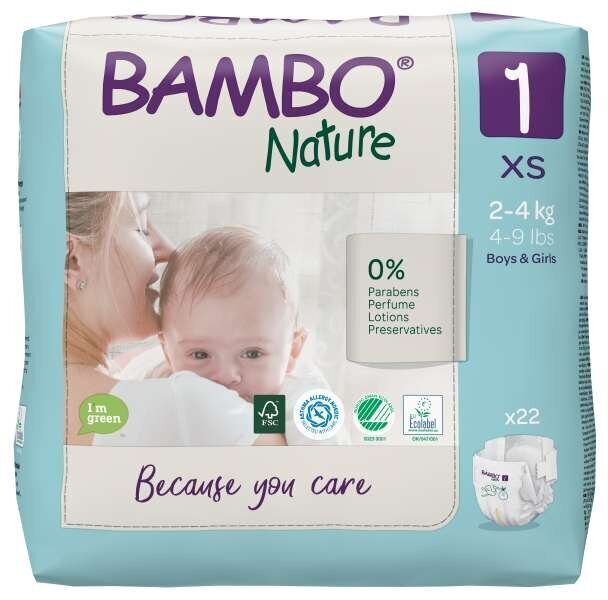 Orgaanilised mähkmed BAMBO NATURE 1 (2-4 kg), 22 tk hind ja info | Mähkmed | kaup24.ee