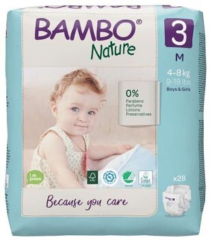 Экологичные подгузники BAMBO NATURE 3 (4-8 кг), 28 шт. цена и информация | Подгузники | kaup24.ee