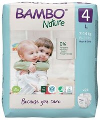 Экологичные подгузники BAMBO NATURE 4 (7-14 кг), 24 шт. цена и информация | Подгузники | kaup24.ee