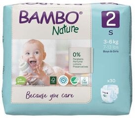 Экологичные подгузники BAMBO NATURE 2 (3-6 кг), 30 шт. цена и информация | Пеленки | kaup24.ee