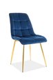 4 tooli komplekt Signal Meble Chic, sinine/kuldne