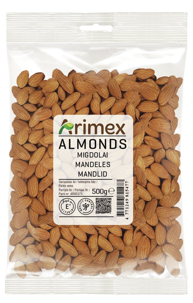 Mandlid ARIMEX, 500 g цена и информация | Pähklid, seemned, kuivatatud puuviljad | kaup24.ee