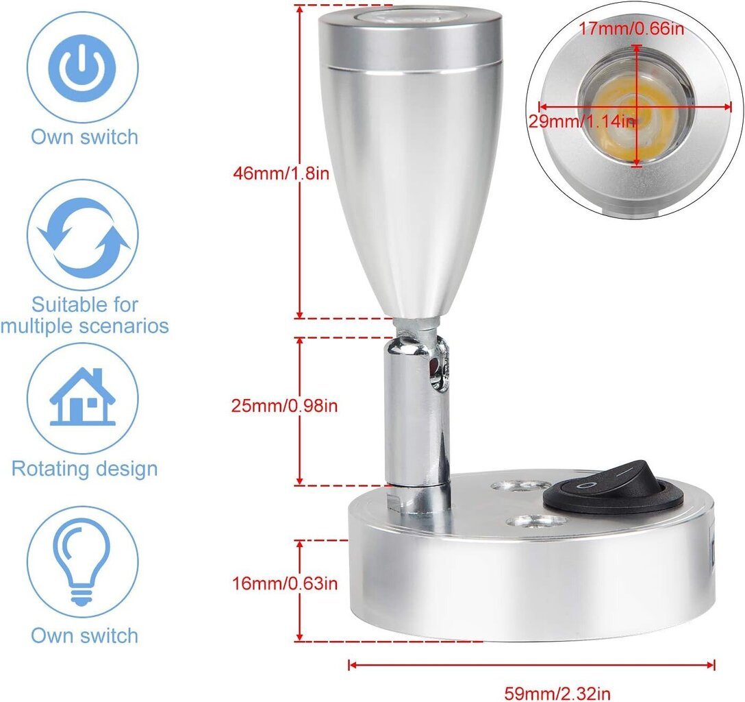 LED seina lugemisvalgusti, 2 tk цена и информация | Seinavalgustid | kaup24.ee