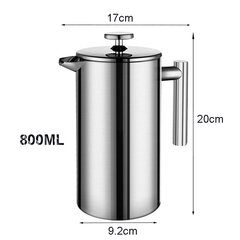 Kohvimasin French Press roostevabast terasest espressomasin Kvaliteetne kahe seinaga isoleeritud kohvi-teekeetja pott 1000ml цена и информация | Кофемолки | kaup24.ee