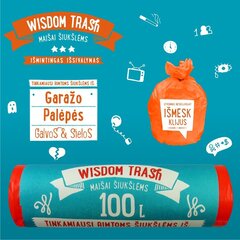 Prügikotid Wisdom Trash, seotavad, 100 l, 8 tk hind ja info | Prügikotid | kaup24.ee
