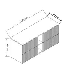 Vannitoa kapp kraanikausi all 140 cm valge/pähkel, soonikkoes Willy hind ja info | Vannitoakapid | kaup24.ee