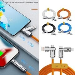 180° pöörlev kiirlaadimise küünarnukk andmekaabel valgusega, 100 W küünarnukk ülikiire laadimisega, universaalne tsingisulamist kiirlaadimiskaabel mitme USB C-kaabliga (oranž, 1,5 m) hind ja info | Mobiiltelefonide kaablid | kaup24.ee