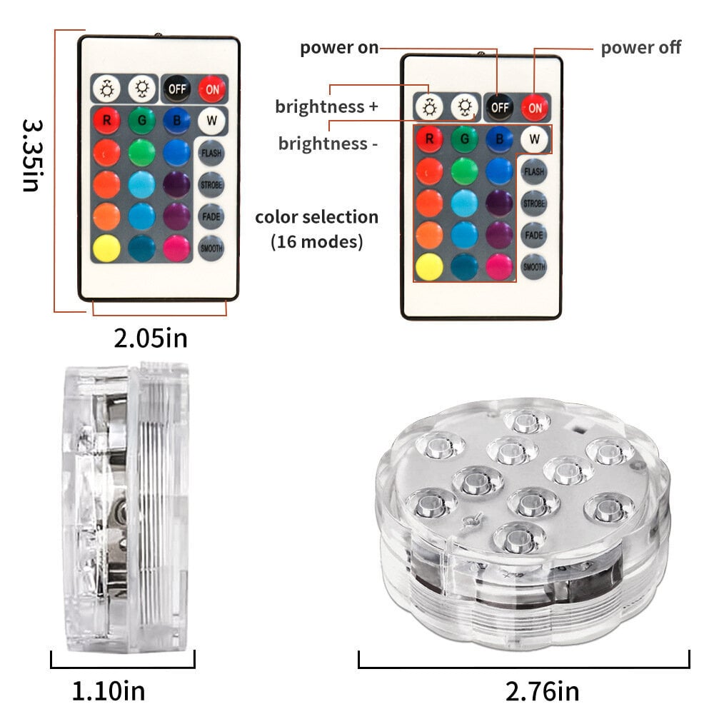 Pakkige LED sukeldatavad basseinivalgustid magnetiga IP68 kaugjuhtimispuldiga RGBW, muutmine akvaariumi vaasi alustiigi basseini põranda jaoks INORCO цена и информация | LED ribad | kaup24.ee