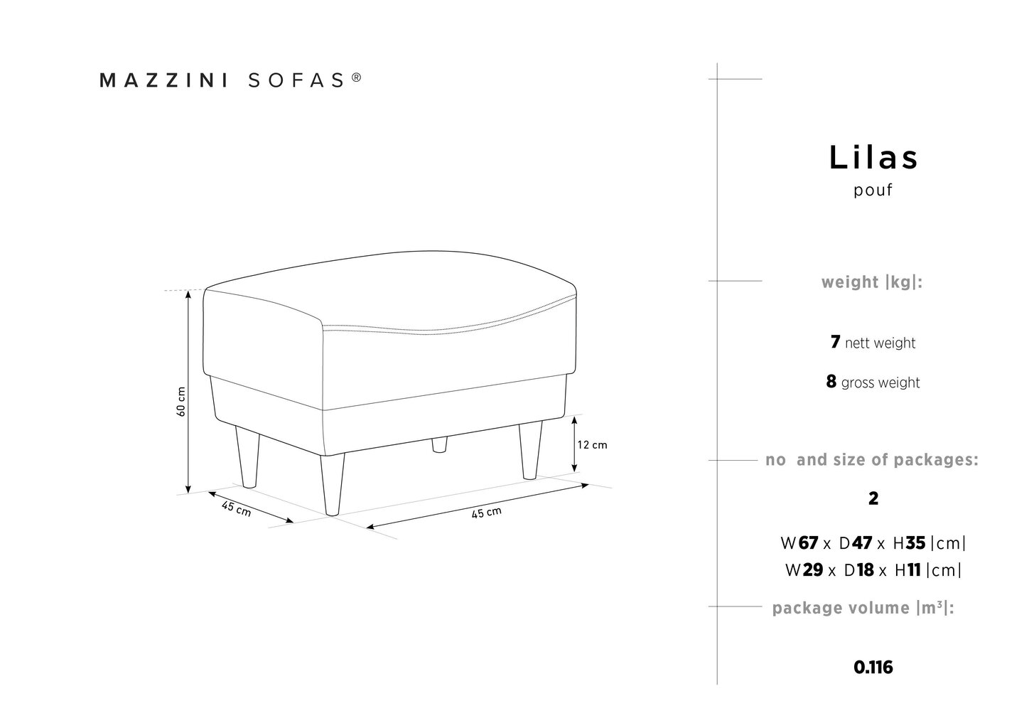 Tumba Mazzini Sofas Lilas, beež hind ja info | Kott-toolid, tumbad, järid | kaup24.ee