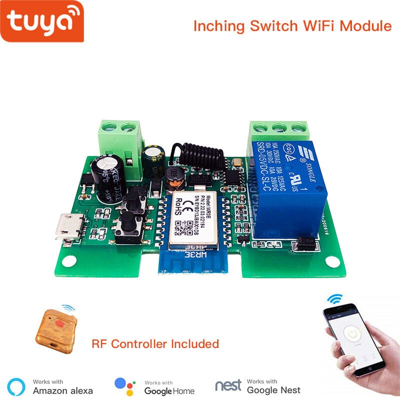 Smart Module USB 7-32v Diy 1 Channel Jog Inching Iselukustuv Wifi Juhtmeta Smart Home Switch kaugjuhtimispult koos Alexaga - Automatiseerimismoodulid hind ja info | Smart TV tarvikud | kaup24.ee